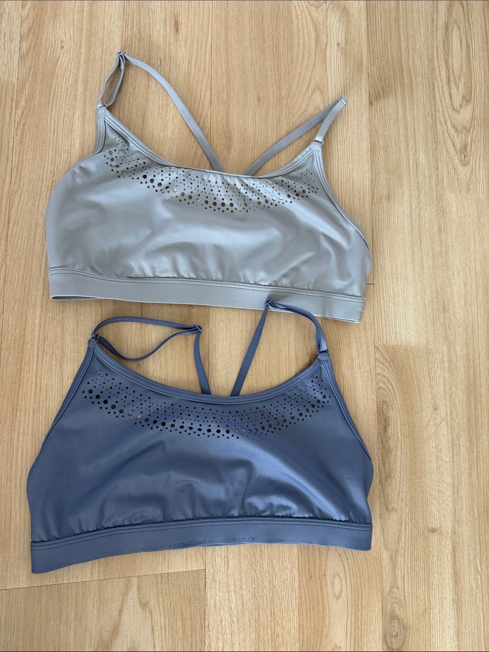 Women’s Laser-Cut Strappy Bralette - Gray & Blue